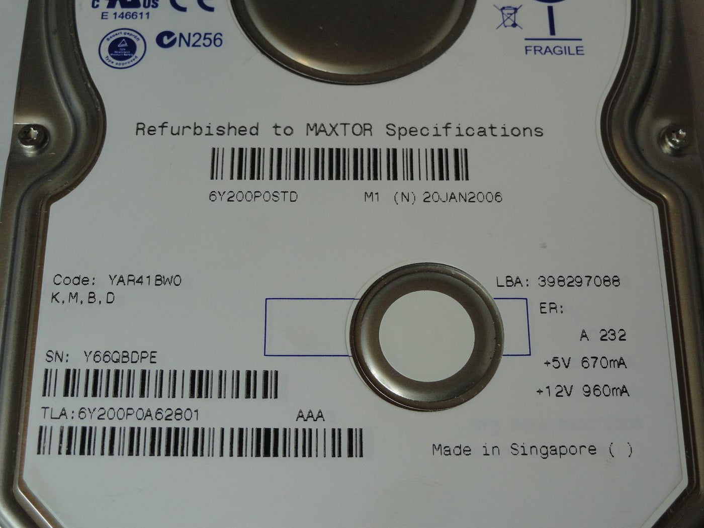 PU00033_6Y200P0_Maxtor 200Gb IDE 7200rpm 3.5in Recertified HDD - Image3