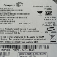 9CY132-035 - Seagate Dell 160GB SATA 7200rpm 3.5in Barracuda 7200.10 HDD - USED
