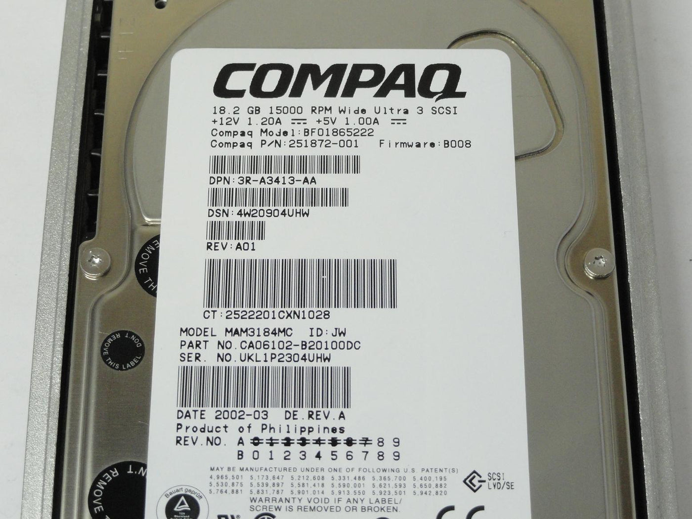 MC0714_CA06102-B20100DC_Fujistu Compaq 18.2GB SCSI 80 Pin 15Krpm 3.5in HDD - Image4