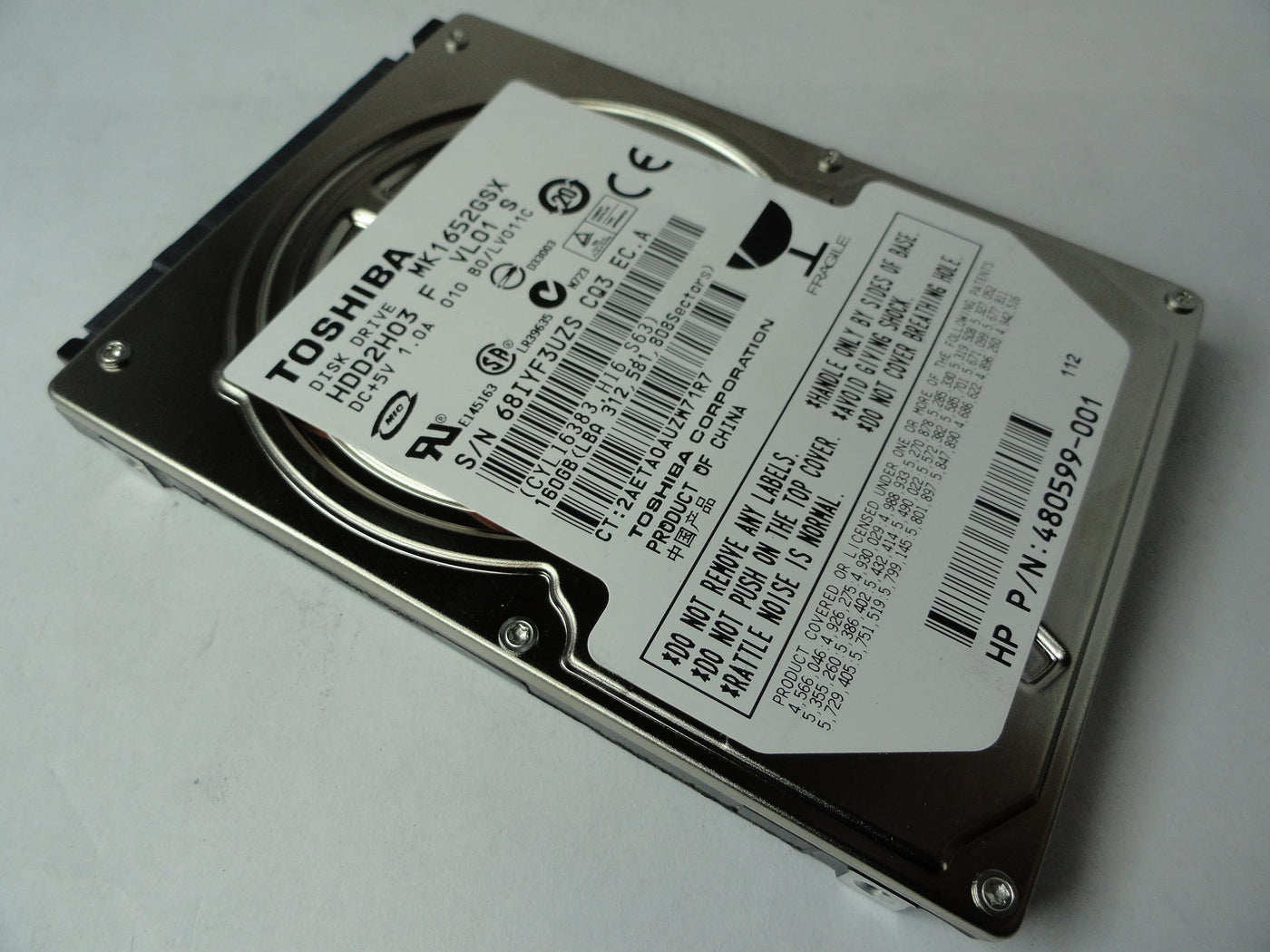 PR20418_HDD2H03_Toshiba HP 160Gb SATA 5400rpm 2.5in HDD - Image2