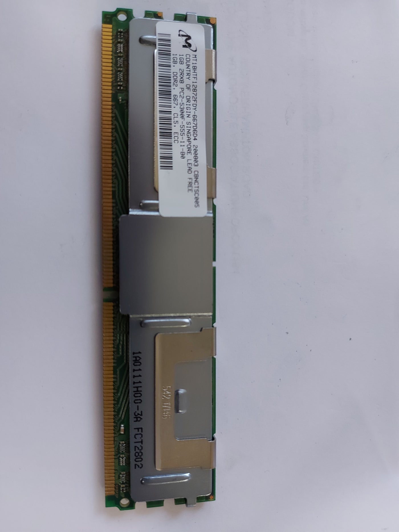 Micron HP 1GB DDR2-667MHz PC2-5300 Fully Buffered CL5 240-Pin DIMM Memory Module (MT18HTF12872FDY-667D6D4 398706-051) REF 