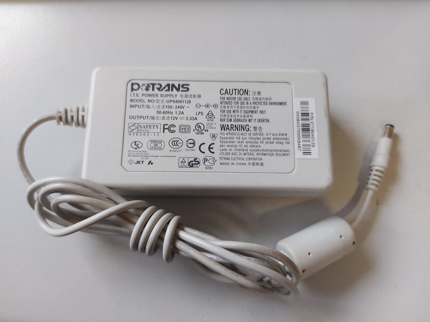 Potrans I.T.E 12V 3.33A Power supply ( UP04081120 2719040125 ) USED