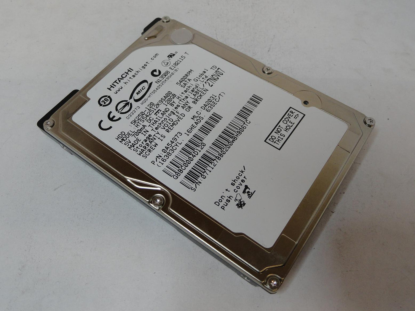 0A54973 - Hitachi 120GB SATA 5400rpm 2.5in HDD - Refurbished
