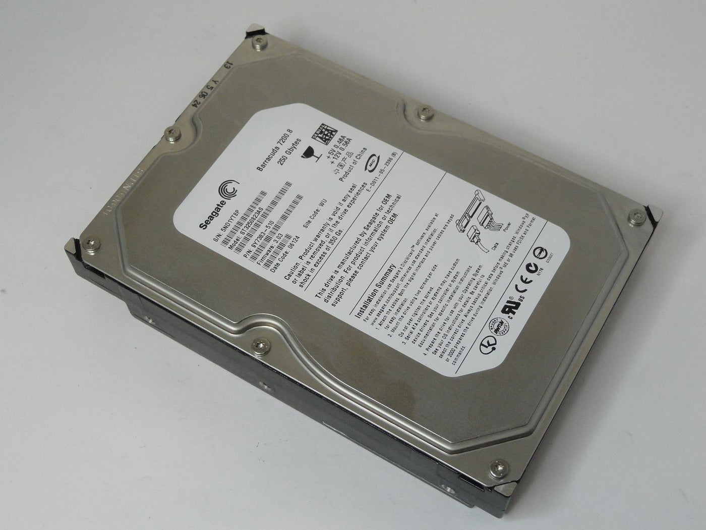 9Y7383-510 - Seagate 250GB SATA 7200rpm 3.5in Barracuda 7200.8 HDD - Refurbished