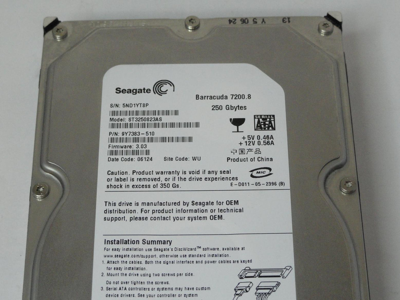 PR25682_9Y7383-510_Seagate 250GB SATA 7200rpm 3.5in HDD - Image3