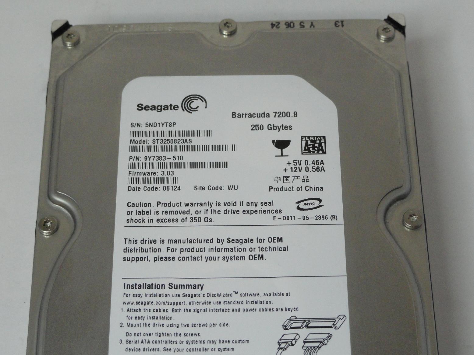 PR25682_9Y7383-510_Seagate 250GB SATA 7200rpm 3.5in HDD - Image3