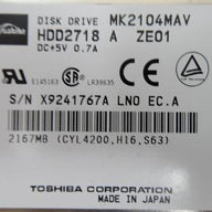 MC4318_MK2104MAV_Toshiba 2.5" IDE 2.1GB HDD - Image2