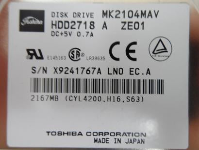 MC4318_MK2104MAV_Toshiba 2.5" IDE 2.1GB HDD - Image2