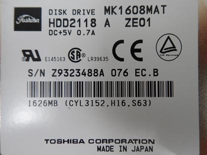 MC4313_MK1608MAT_Toshiba 1.6GB IDE 4200rpm 2.5in HDD - Image3