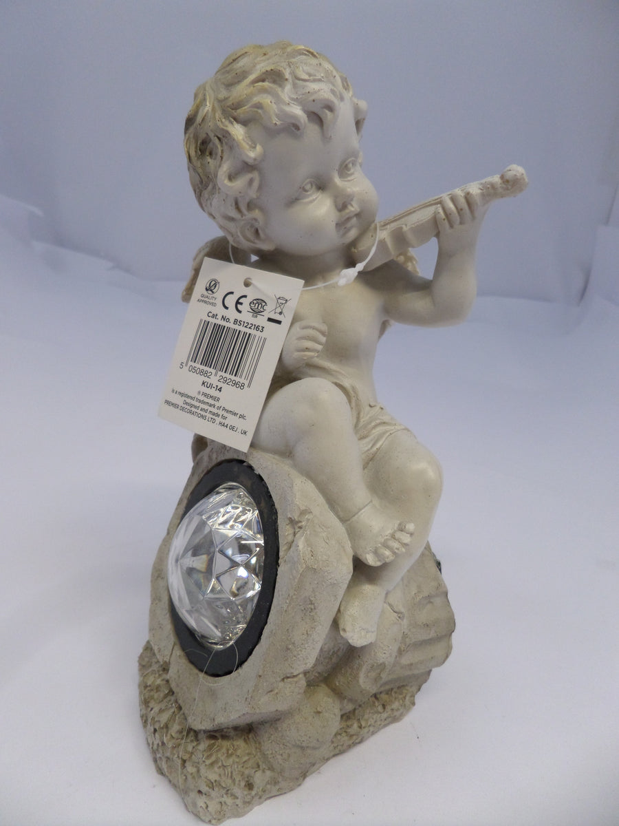 BS122163 - Premier cherub with solar white light. Violin Design - USED