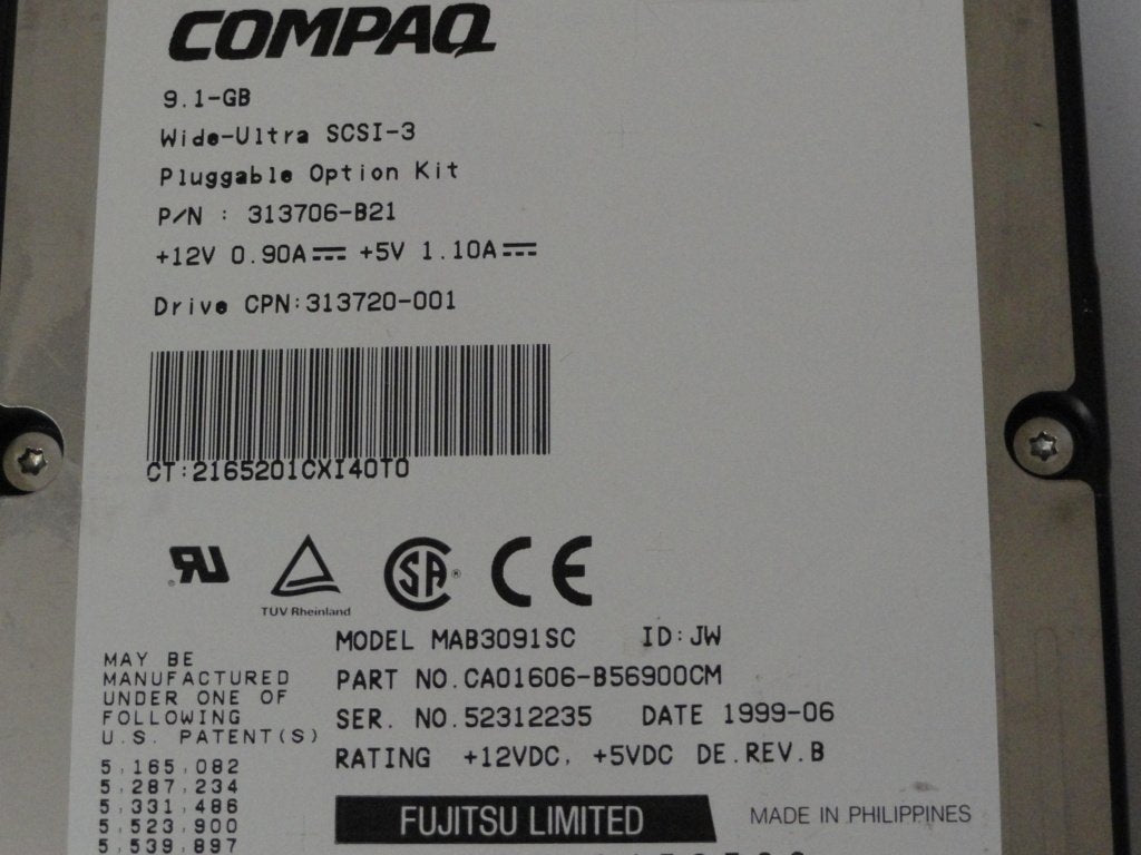 MC0950_313720-001_Compaq Fujitsu 9.1Gb SCSI 80 Pin 3.5in HDD - Image3
