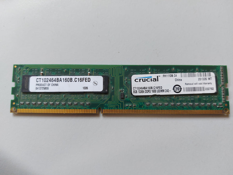 Crucial 8GB PC3-12800 DDR3-1600MHz non-ECC Unbuffered CL11 240-Pin DIMM Module ( CT102464BA160B.C16FED ) REF