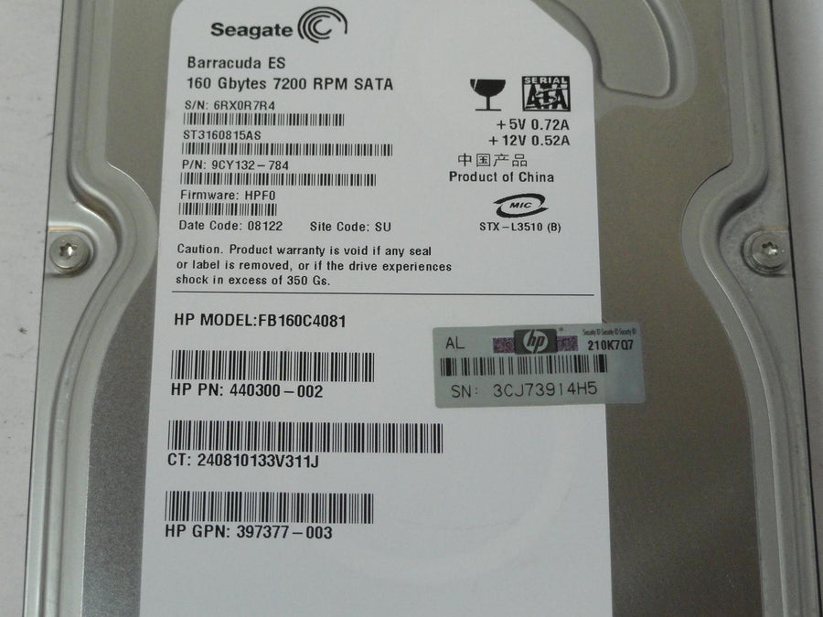 PR25140_9CY132-784_Seagate HP 160GB SATA 7200rpm 3.5in HDD - Image3