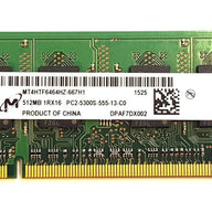 Micron 512MB PC2-5300 DDR2-667MHz non-ECC Unbuffered CL5 200-Pin SoDimm Memory ( MT4HTF6464HZ-667H1 ) REF