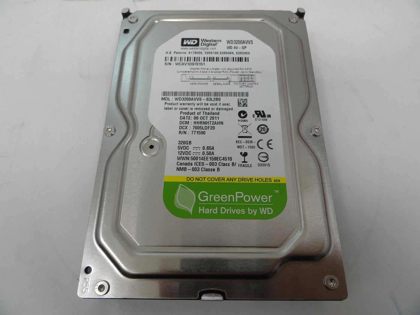 Western Digital 320Gb SATA 5400rpm 3.5in HDD ( WD3200AVVS-63L2B0 ) REF 