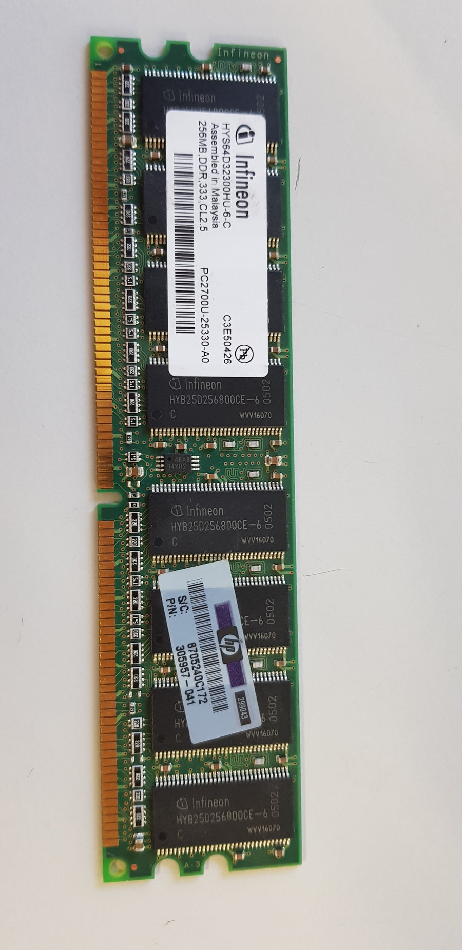 Infineon / HP 256MB DDR CL2.5 PC2700U nonECC SDRAM DIMM (HYS64D32300HU-6-C / 305957-041)