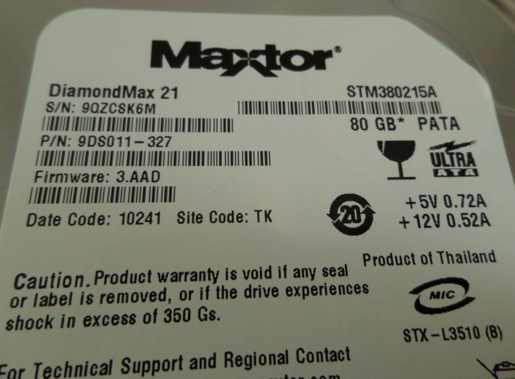 PR12887_9DS111-327_Maxtor DiamondMax 80Gb IDE 7200rpm 3.5in HDD - Image3