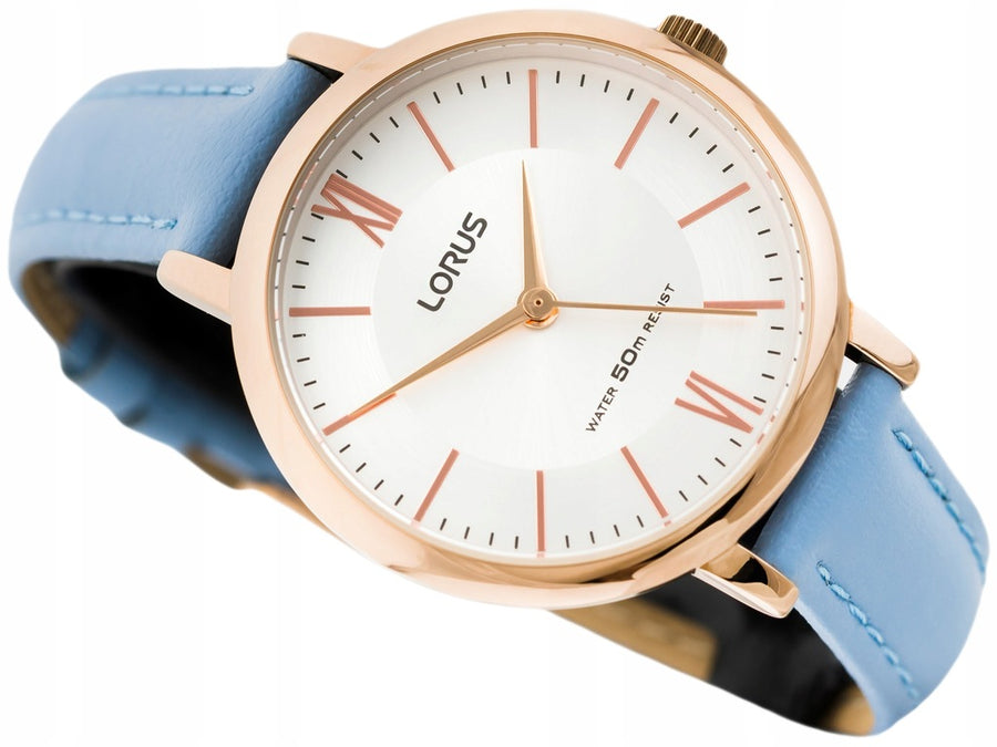 Lorus Womans Sunray Dial Soft Blue Leather Strap RG264LX5