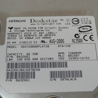 Hitachi 80GB IDE 7200rpm 3.5in HDD ( 0A31422 HDS728080PLAT20    Hitachi Ref)