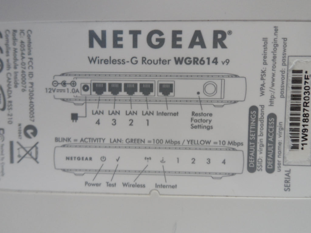 NETGEAR WGR614 v9 Wireless-G Router ( WR614 v9 WR614 v9    Netgear )