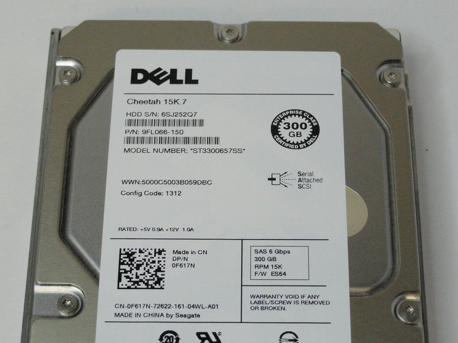 Seagate Dell 300Gb SAS 15Krpm 3.5in HDD ( 9FL066-150 ST3300657SS 0F617N F238F 0F238F ASIS)