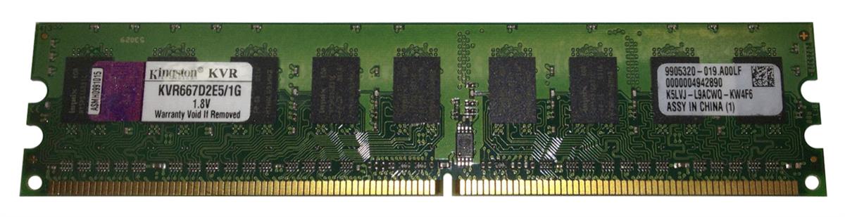 Kingston 1GB 240-Pin DDR2 SDRAM ECC Unbuffered DDR2 667MHz PC2-5300 Server Memory (KVR667D2E5/1G / 9905320-023 REF)