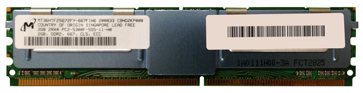 Micron 2GB PC2-5300 DDR2-667MHz ECC Fully Buffered CL5 240-Pin DIMM Dual Rank Memory Module (MT36HTF25672FY-667F1N6 / 398707-051 REF)