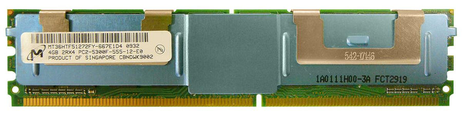 Micron 4GB PC2-5300 DDR2-667MHz ECC Fully Buffered CL5 240-Pin DIMM Dual Rank Memory Module (MT36HTF51272FY-667E1D4 / 398708-061 REF)