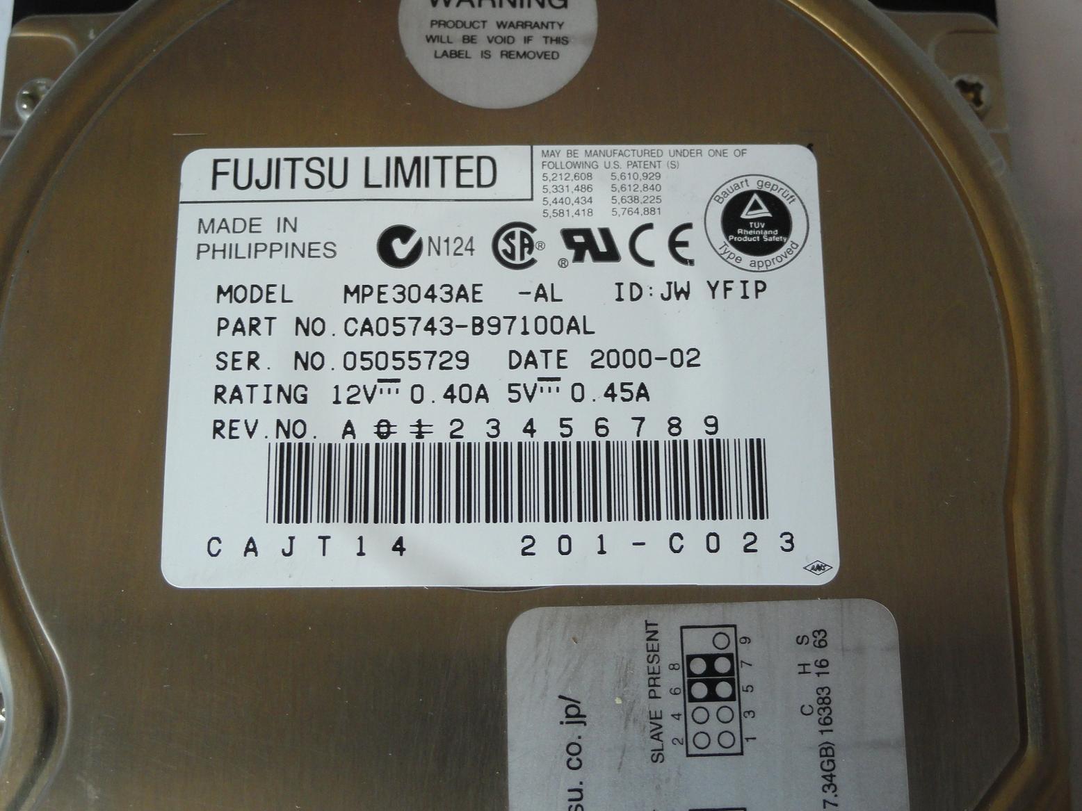 Fujitsu 4.3GB IDE 5400rpm 3.5in HDD