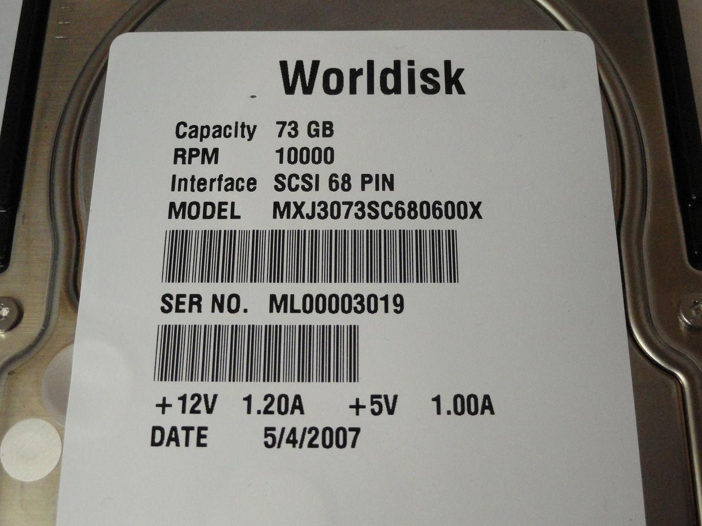 Worldisk 73GB SCSI 68 Pin 10Krpm 3.5in HDD