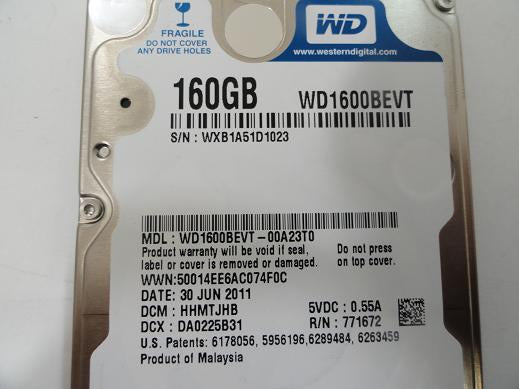 Western Digital 160GB SATA 5400rpm 2.5in HDD ( WD1600BEVT WD1600BEVT-00ZCT0    Western Digital )