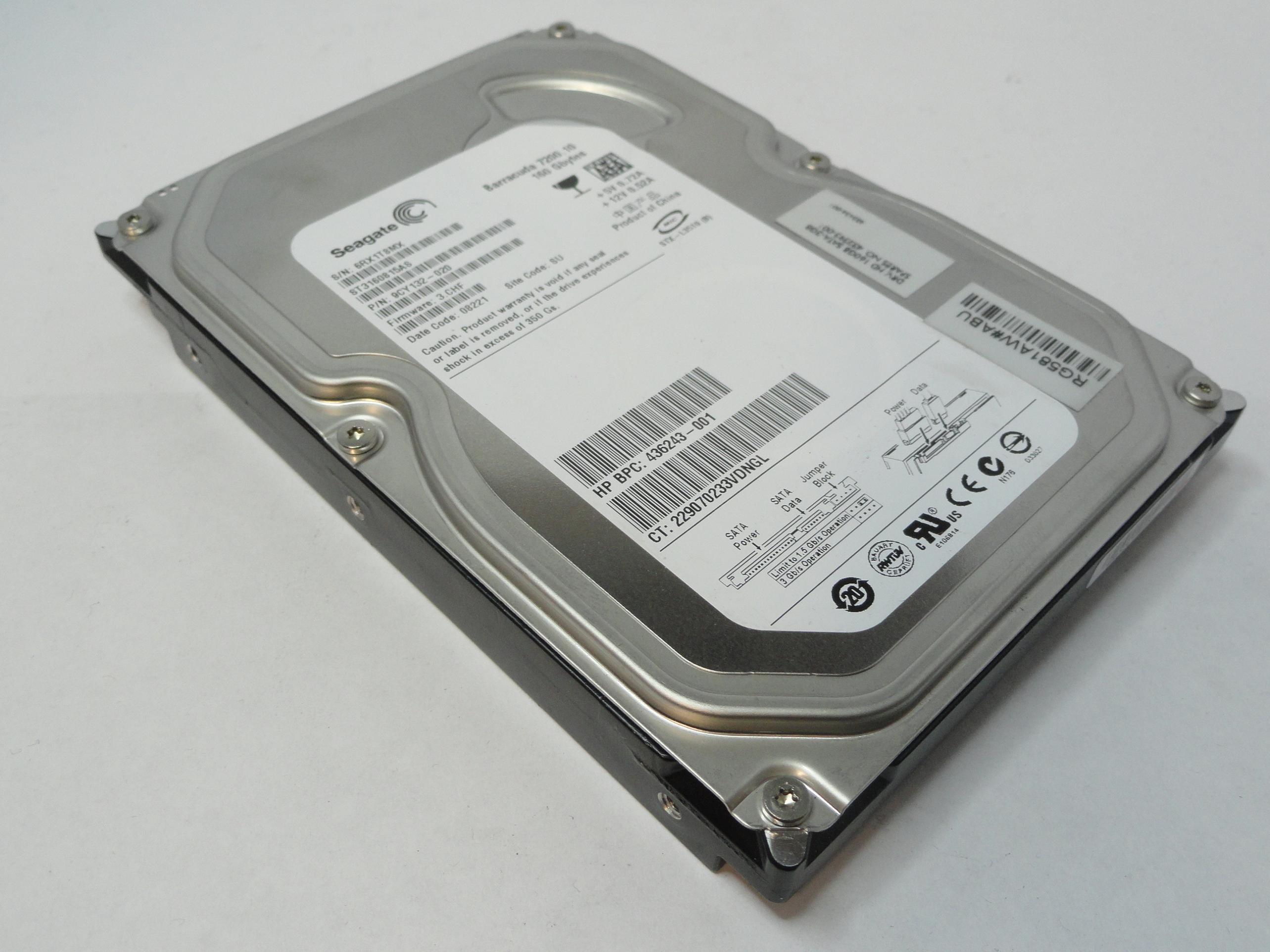 Seagate HP 160Gb SATA 7200rpm 3.5in HDD ( 9CY132-020 ST3160815AS 432393-001 436243-001   Seagate HP )