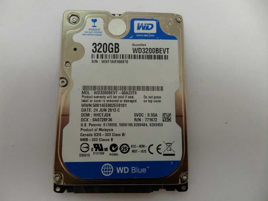 Western Digital 320Gb SATA 5400rpm 2.5in HDD ( WD3200BEVT-60A23T0  Western Digital )