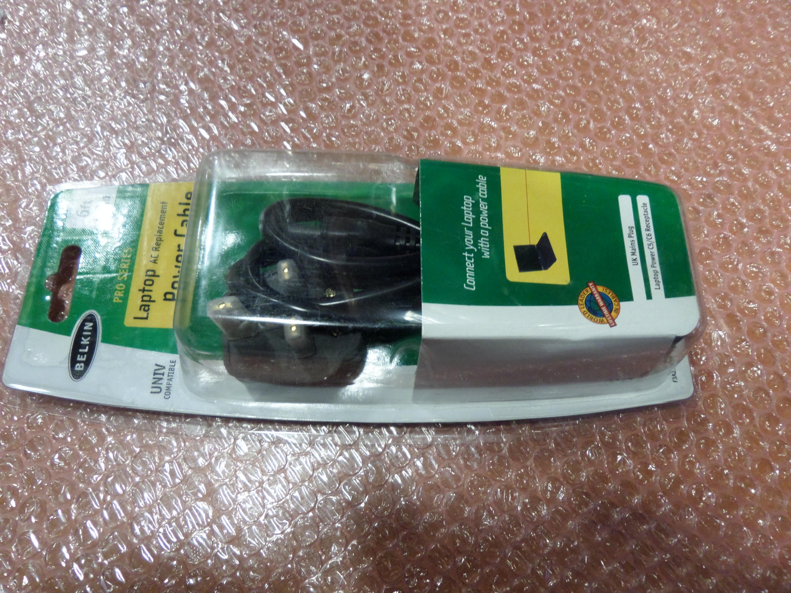 Belkin UK Laptop Power Cable UK Plug to C5 Style Connector 1.8m  (F3A214U06 New)