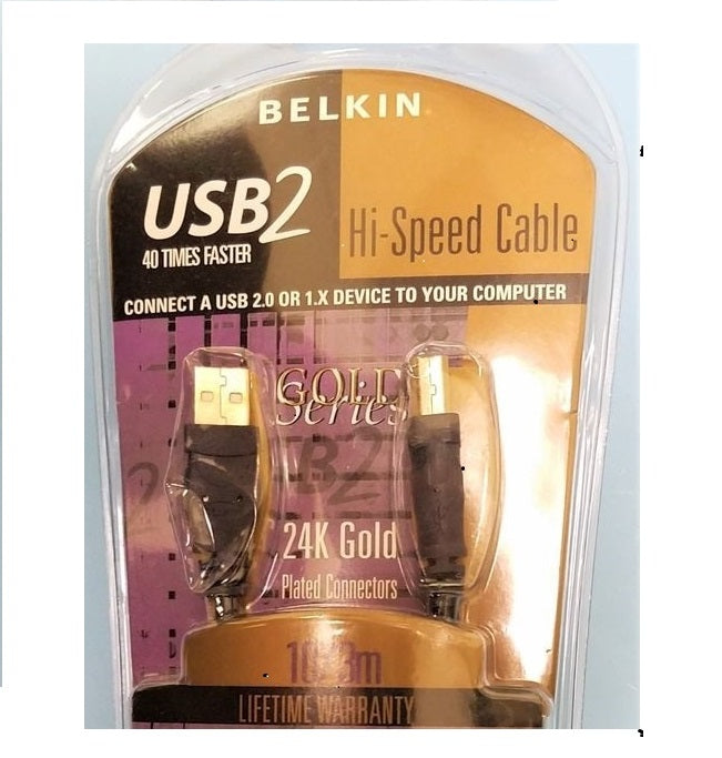 Belkin F3U133 10 GLD 10ft USB 2.0 A/b Device 10ft (F3U13310GLG New)