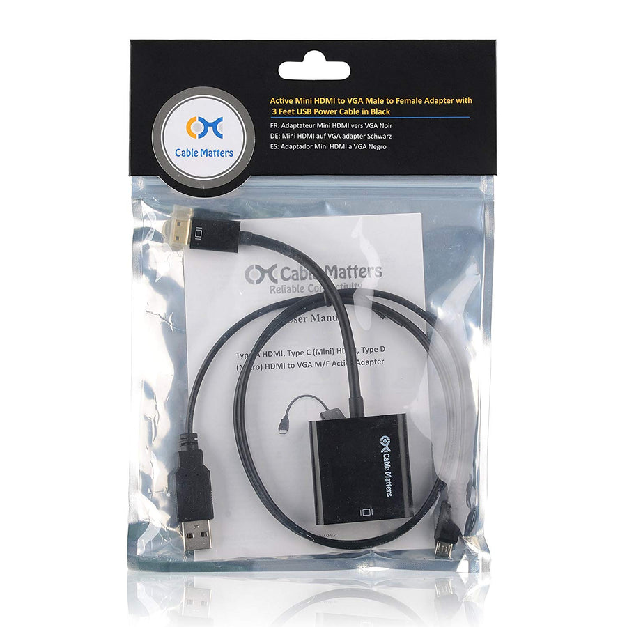 Cable Matters Active Mini HDMI to VGA Male to Female Adapter (113047 NEW)