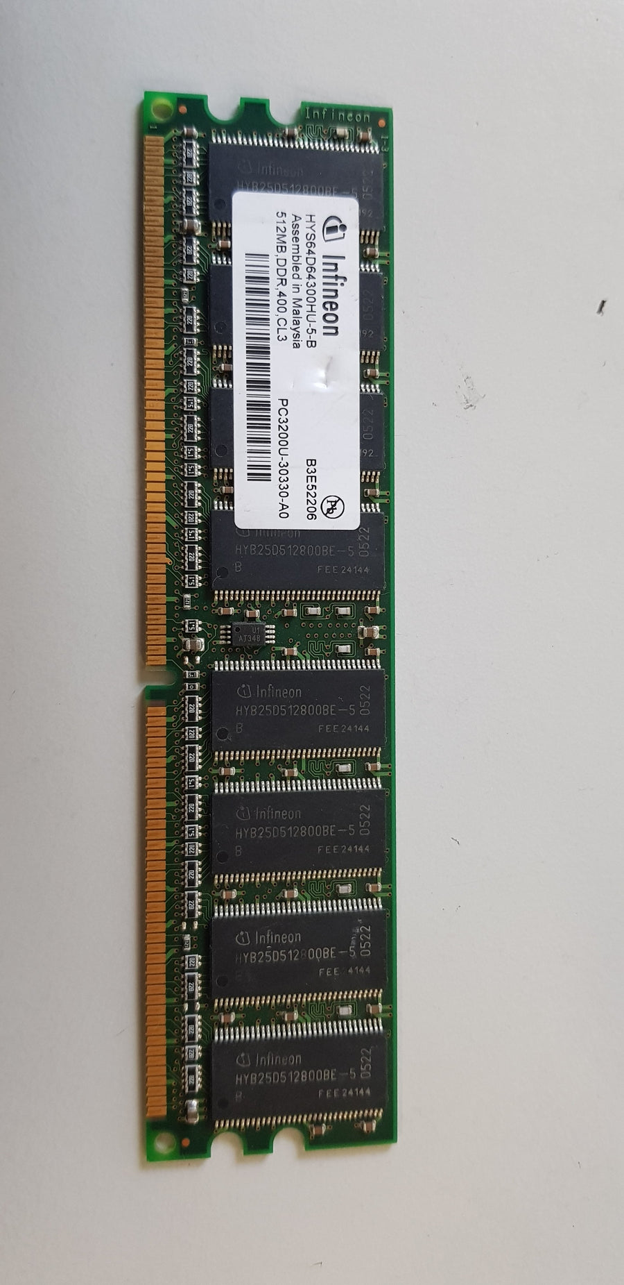 Infineon 512MB PC3200 DDR-400MHz non-ECC Unbuffered CL3 184-Pin DIMM ( HYS64D64300HU-5-B ) REF