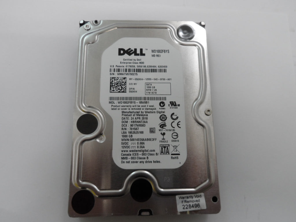 Dell / WD 1Tb SATA 7200RPM 3.5in HDD (WD1002FBYS-18W8B0 050XV4 50XV4  Ref)