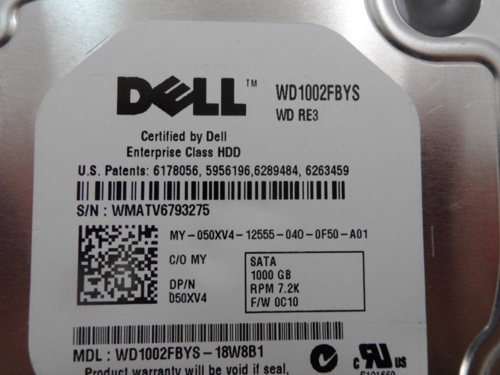 Dell / WD 1Tb SATA 7200RPM 3.5in HDD (WD1002FBYS-18W8B0 050XV4 50XV4  Ref)
