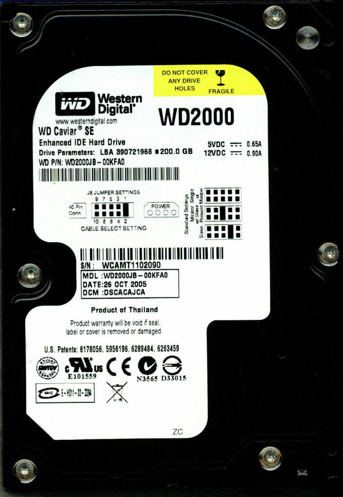 Western Digital 200Gb IDE 7200rpm 3.5in Hdd ( WD2000JB-00KFA0 Western Digital Ref)