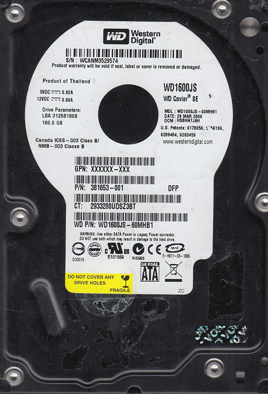 Western Digital HP 160Gb SATA 7200rpm 3.5in HDD