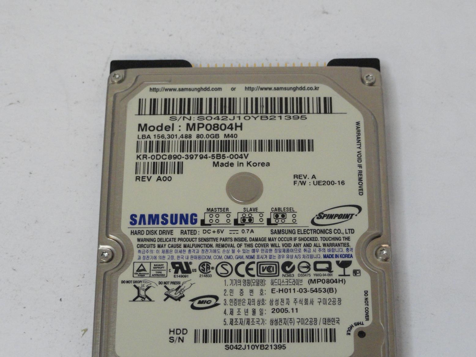 Samsung Dell 80GB IDE 5400rpm 2.5in HDD ( MP0804H MP0804H DC890 0DC890  Samsung Dell )