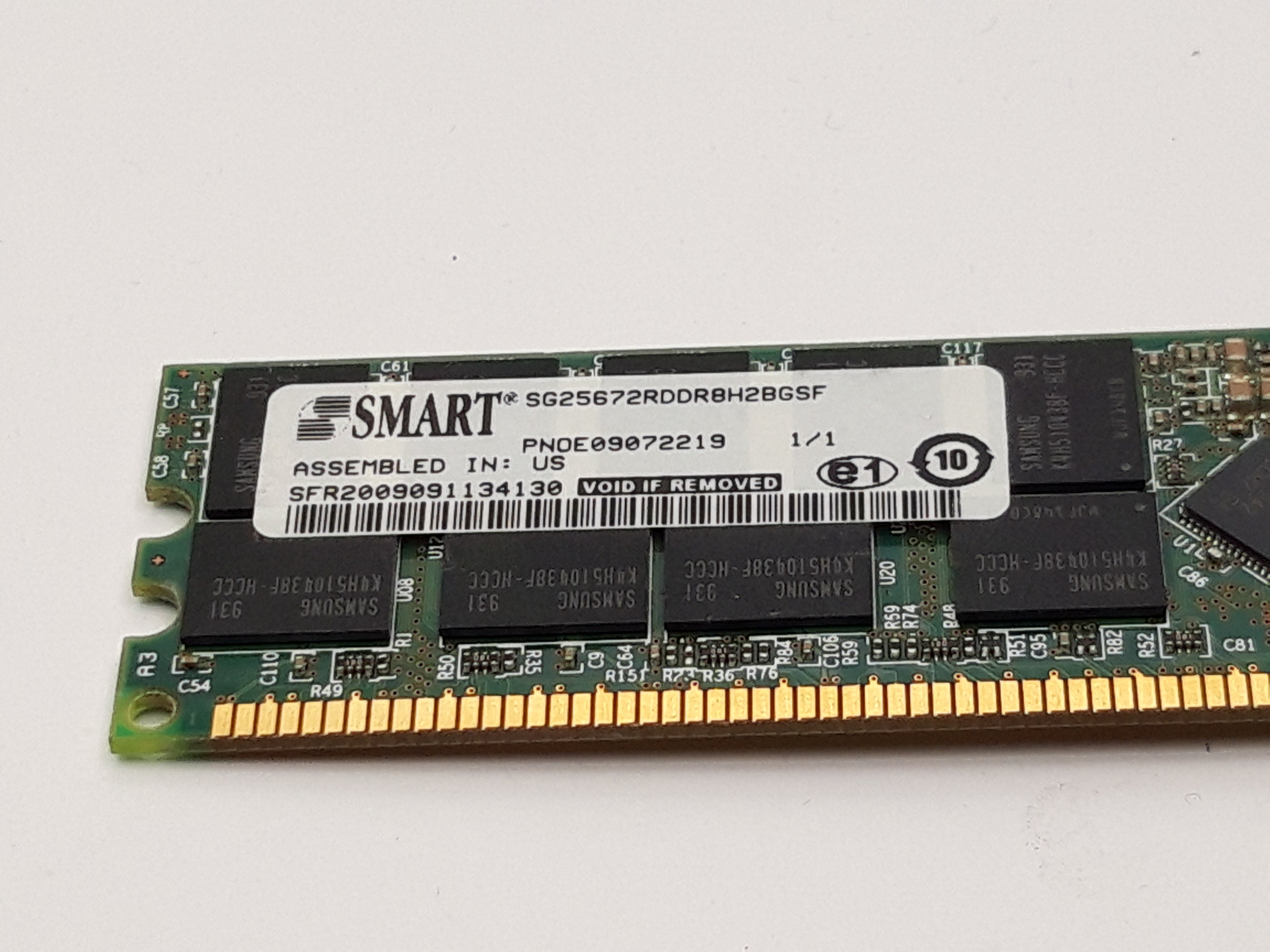Smart 2GB PC3200 DDR-400MHz ECC CL3 184-Pin DIMM Dual Rank Memory (SG25672RDDR8H2BGSF REF)