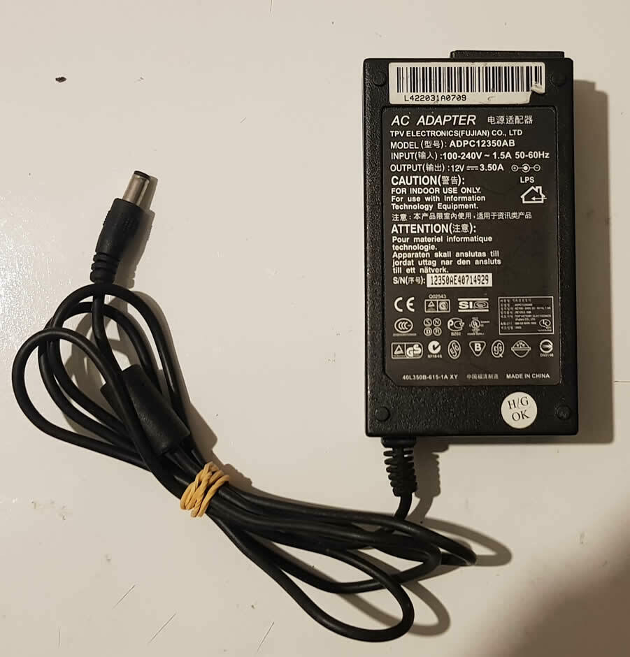 TPV ELECTRONICS AC Adaptor (ADPC12350AB USED)