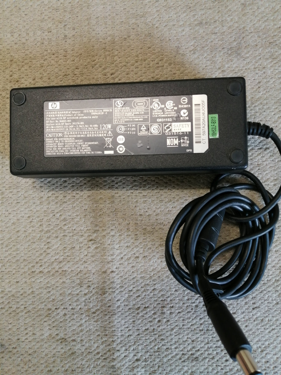 HP AC ADAPTER PPP017S IN 240V 2.5A OUT 18.V 6.5A ( 384023 -003 USED )