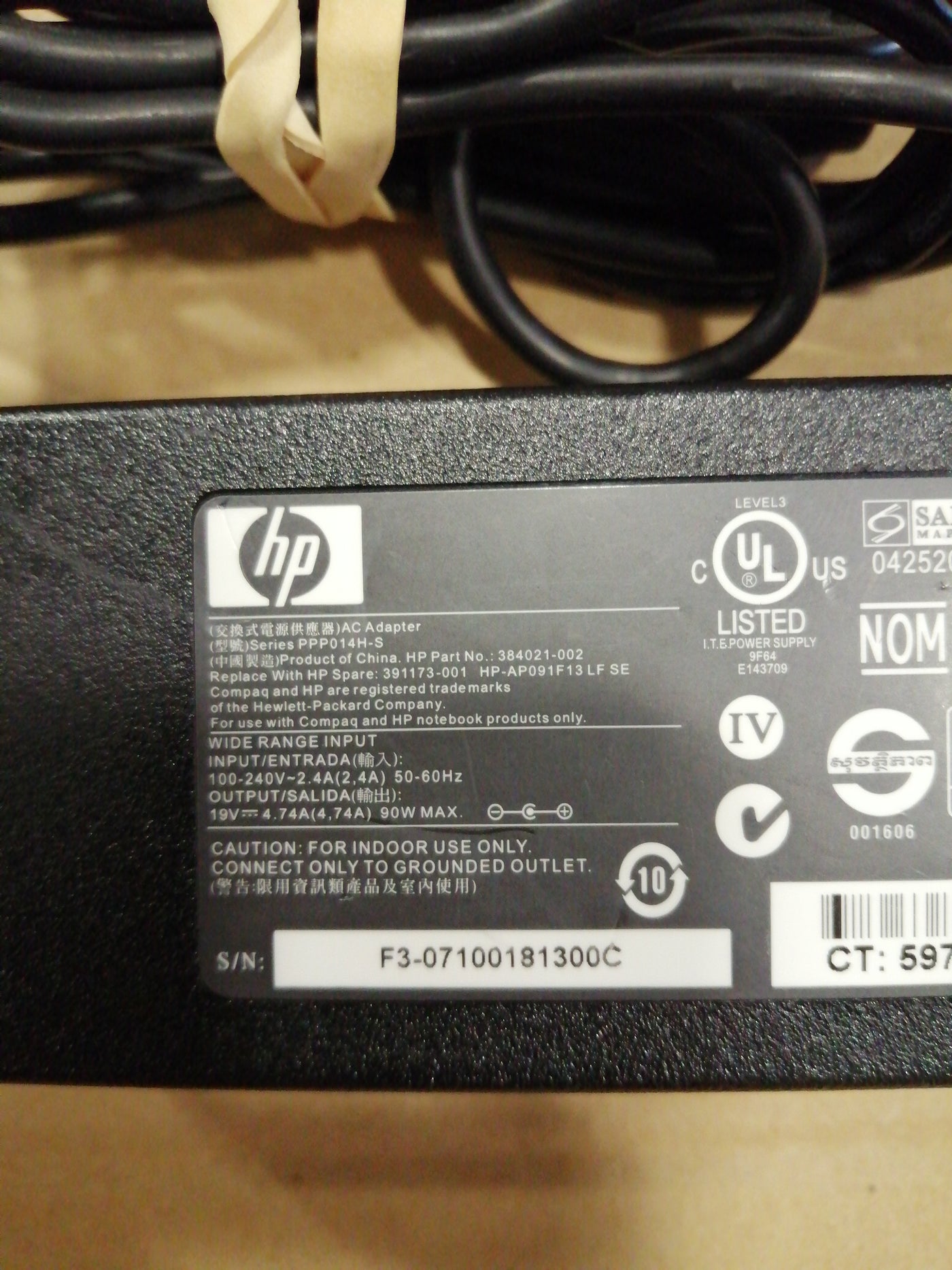 HP AC ADAPTER PPP014H-S IN240V 2.4A OUT 19V 4.74A (384021-002 USED)