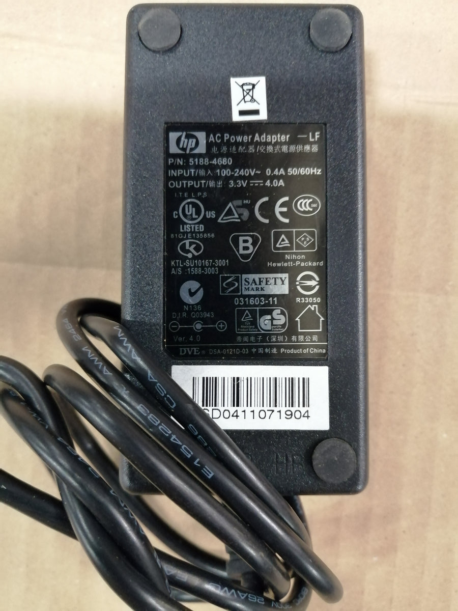 HP AC ADAPTER 5188-4680 IN 240V 0.4A OUT3.3V 4.0A (5188-4680 USED )