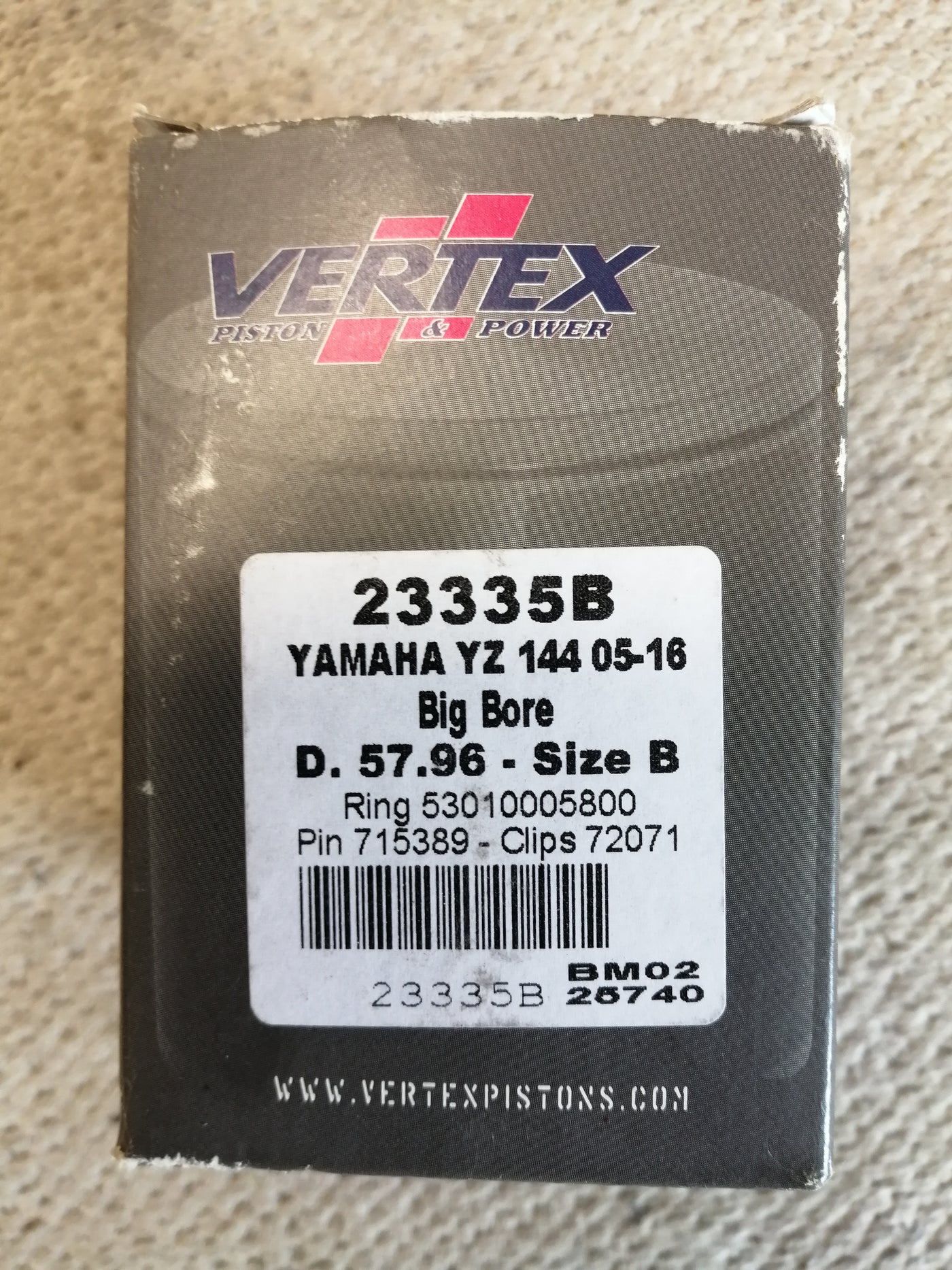 VERTEX  PISTON KIT Yamaha YZ/WR144 144cc 05-19  57.96mm (23335B NEW )