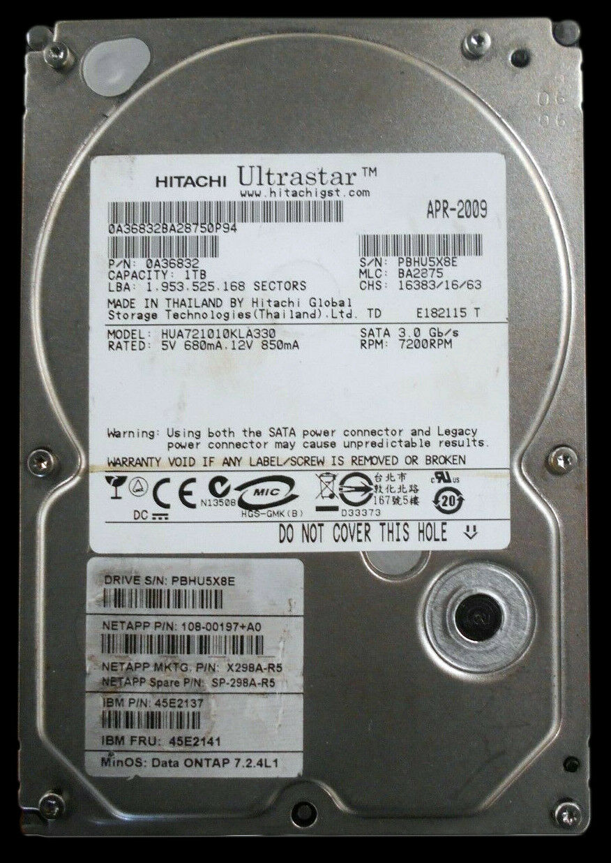 Hitachi 1Tb SATA 7200rpm 3.5in HDD ( 0A36832 45E2137 HUA721010KLA330  Ref )