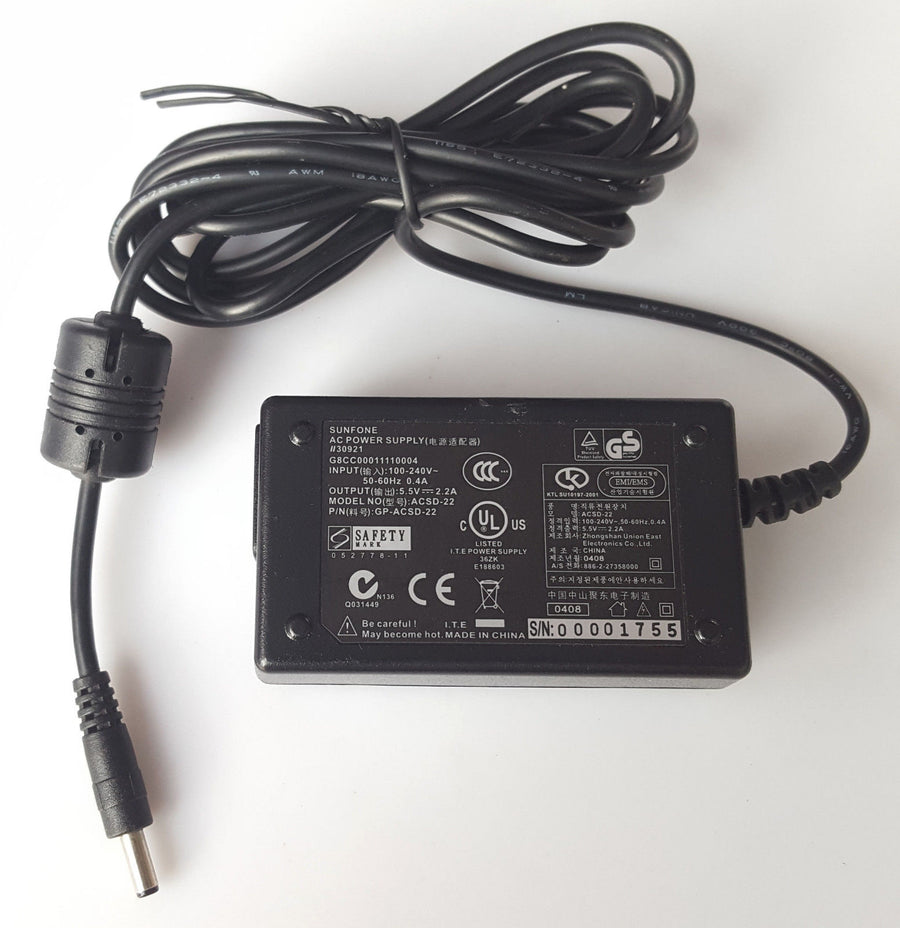 SUNFONE AC Power Supply 5.5V 2.2A (ACSD 22 USED)